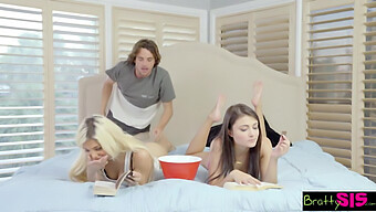 Threeway With Two Fair-Haired Teens And A Naughty Sister