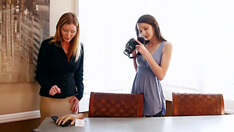 A Mature Lesbian Engages In Sexual Activity With A Younger Woman, Showcasing The Dynamics Of An Older And Younger Lesbian Couple.