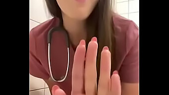 A Teenage Nurse Indulges In Self-Pleasure In A Hospital Restroom