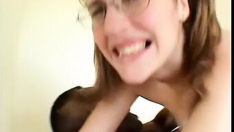 Young Brunette Gives Oral And Receives Black Cum On Glasses