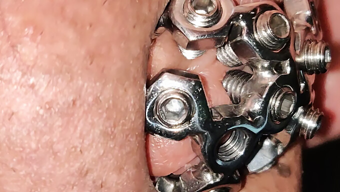 A Close-Up View Of The Security Bolt In My Chastity Lock