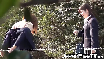 Japanese Schoolgirls Engage In Outdoor Urination Bondage