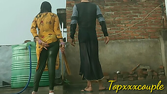 Indian Housewife'S Natural Beauty On Display In The Rain