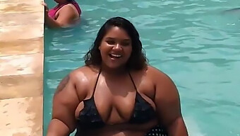 Amateur Bbw Flaunts Her Big Natural Tits And Fat Ass By The Pool